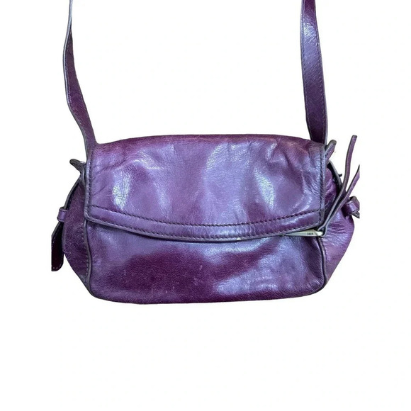 Women's Purple Super Soft Leather Shoulder Strap Crossbody Purse Handbag - Picture 2 of 8